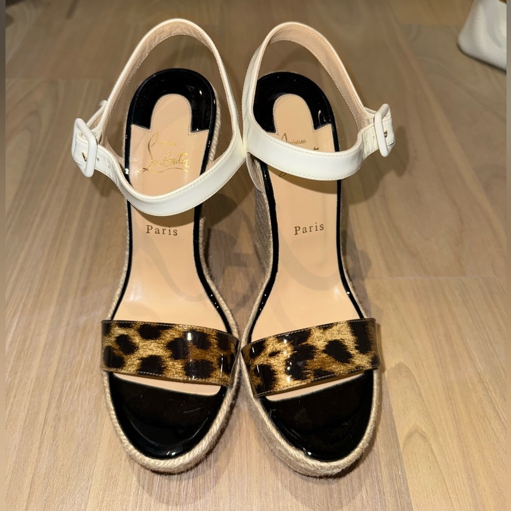 Christian Louboutin White and Leopard Espadrilles